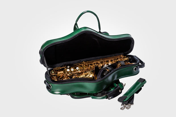 BROPRO Wooden Curved Alto saxophone case  Dark green - Royal Style - W700CTLDG