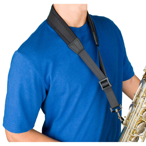 Protec Saxophone Neck Strap - Less Stress Neoprene, Metal Snap Tall (Black) NLS305M