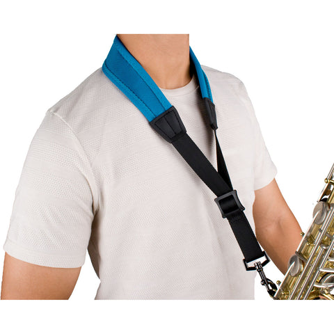 Protec Saxophone Neck Strap - Less Stress Neoprene, Metal Snap Regular (Teal Blue) NLS310MTB